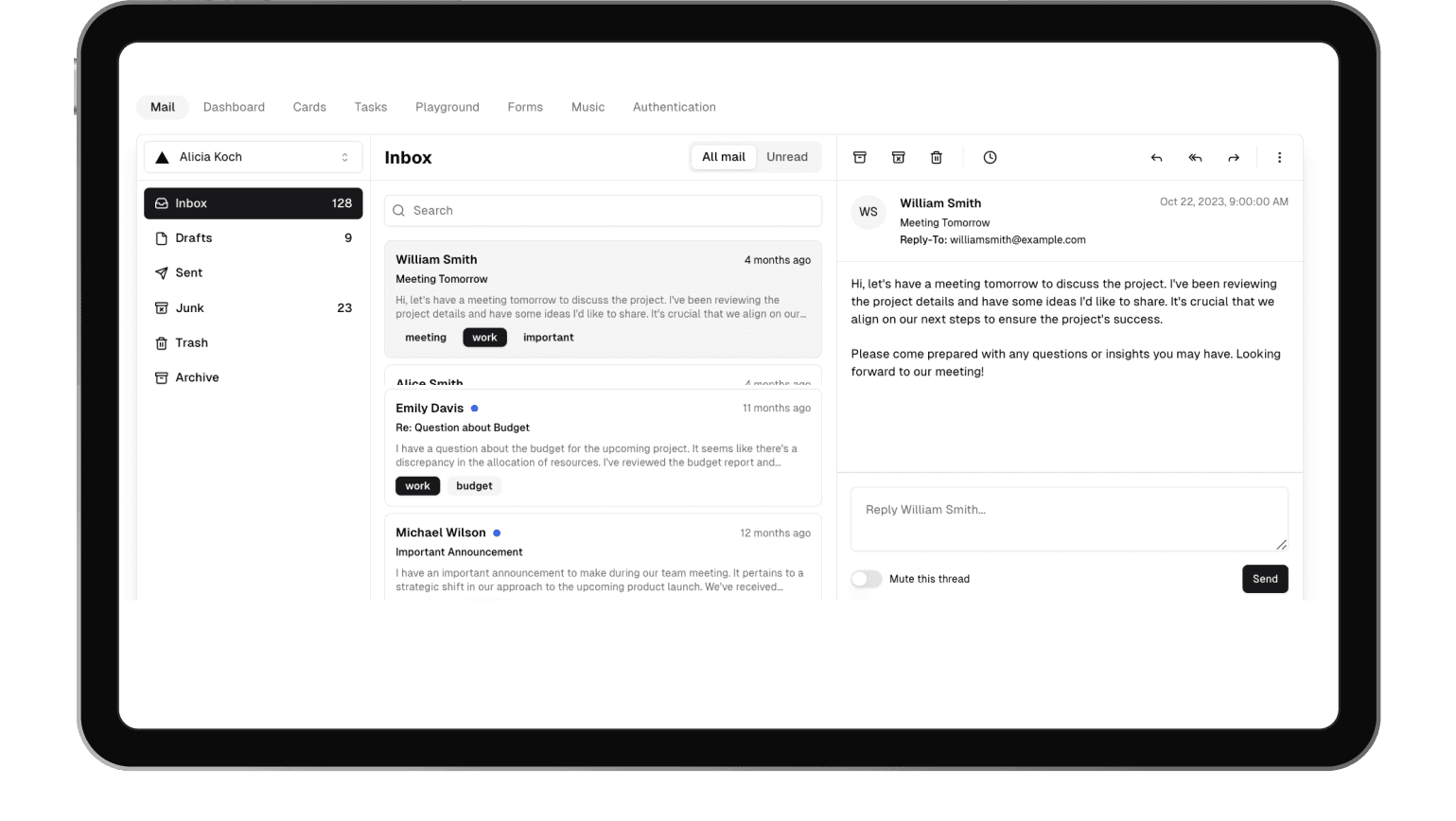 SOS CRM client dashboard on a tablet